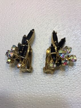 Juliana D&E Black Glass AB Crystals JULIANA Cluster Clip-on Earrings